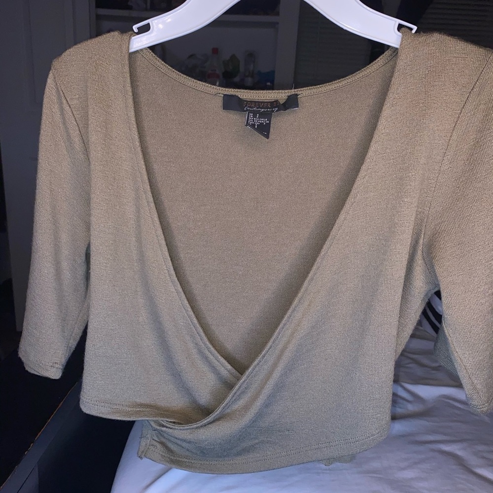 Olive crossbody crop top